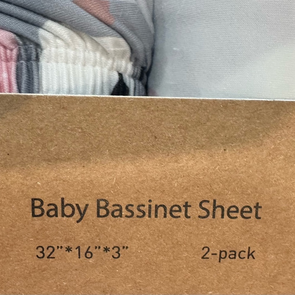 Baby Bassinet Sheet 2-Pack - Gray and White - Picture 2 of 5